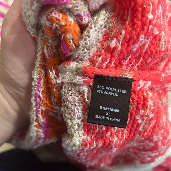 Bunulu XL Soft Mixed Media Electric Floral Stripped Boho Balloon Sleeves Sweater - Picture 6 of 8